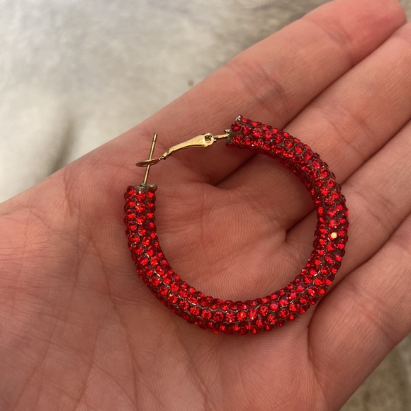 🆕Ruby Gem Hinge Clasp Hoops- NIP - Picture 3 of 3